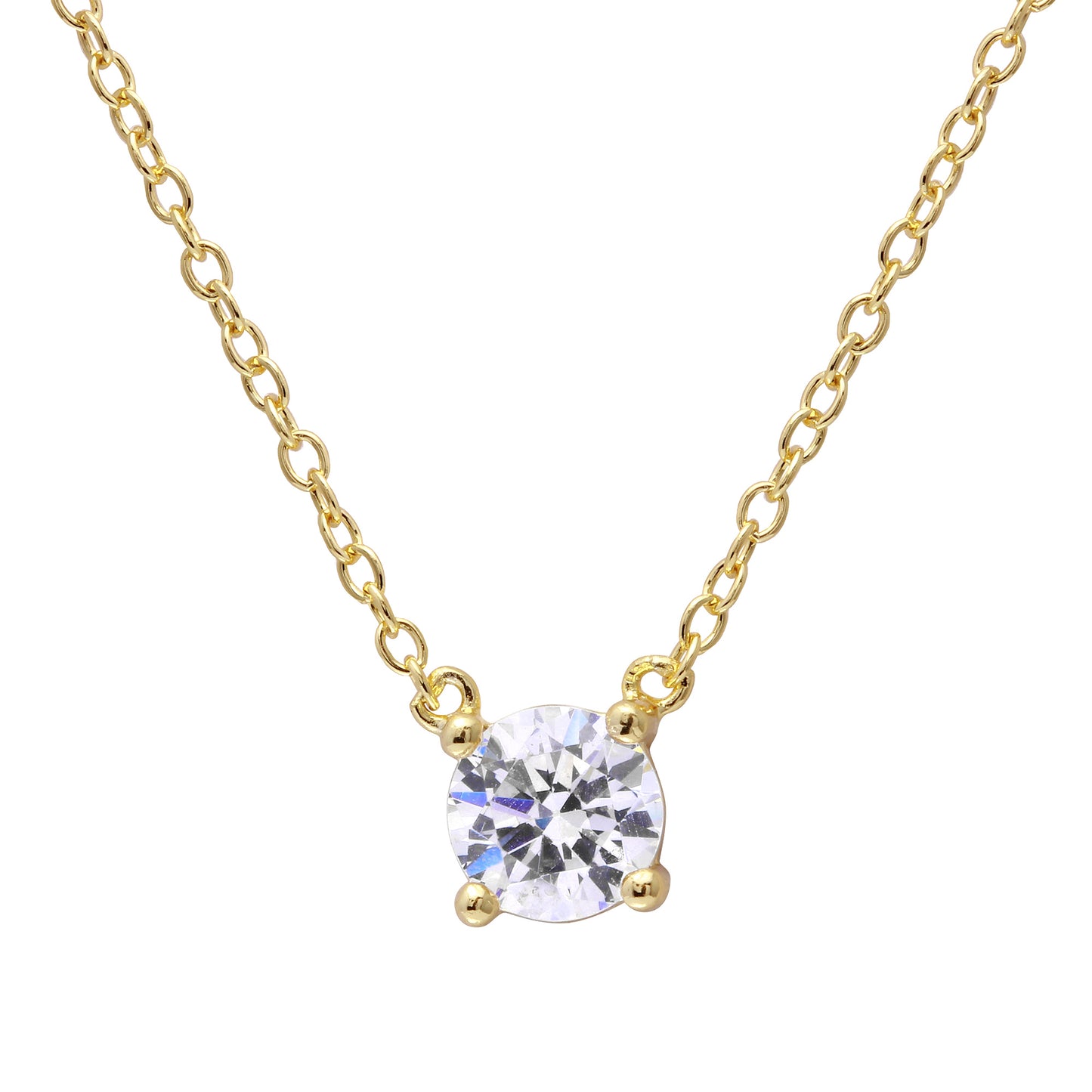 Collar cadena con punto de luz circón en grifa 6 mm dorado