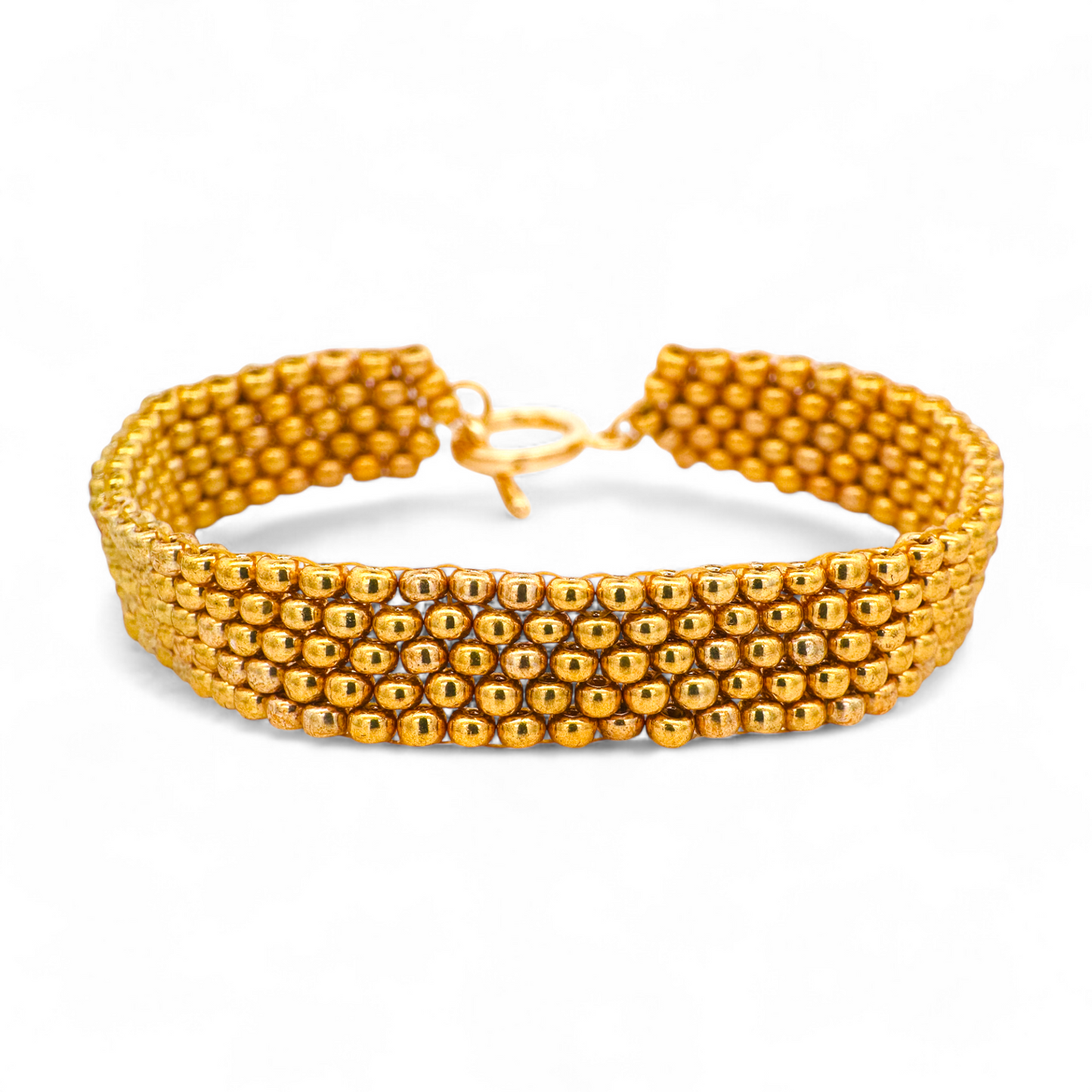Pulsera tejida a mano miyuki dorada