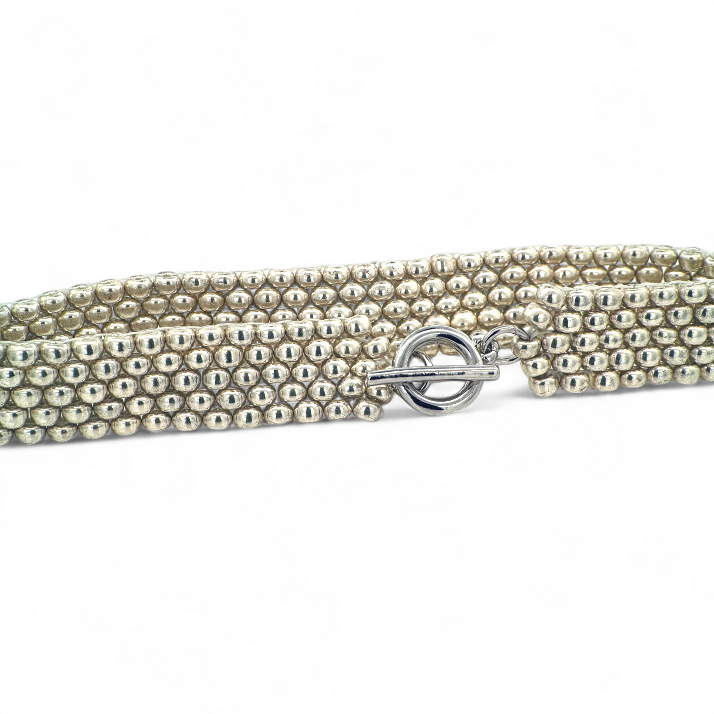 Pulsera tejida a mano miyuki plateada