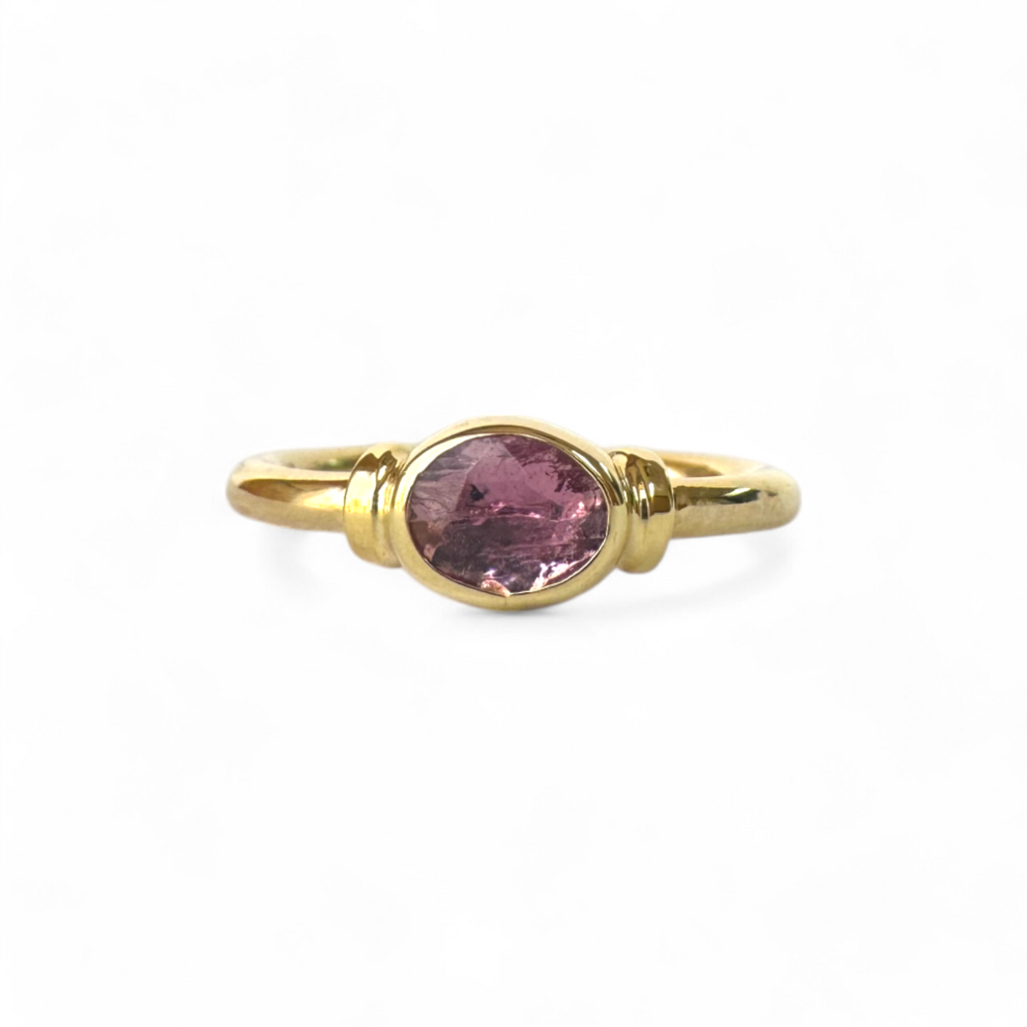 Anillo Solitario Turmalina Oval en bisel - Plata enchape oro 22K