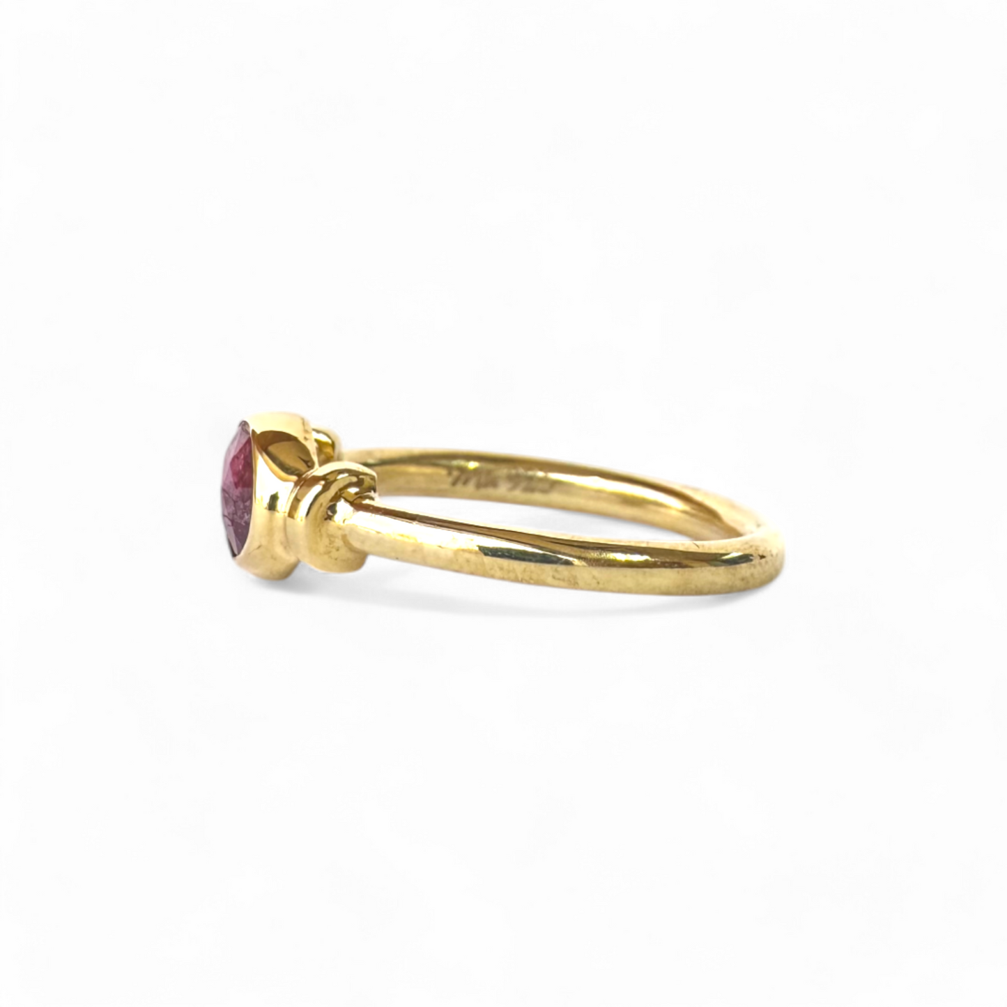 Anillo Solitario Turmalina Oval en bisel - Plata enchape oro 22K