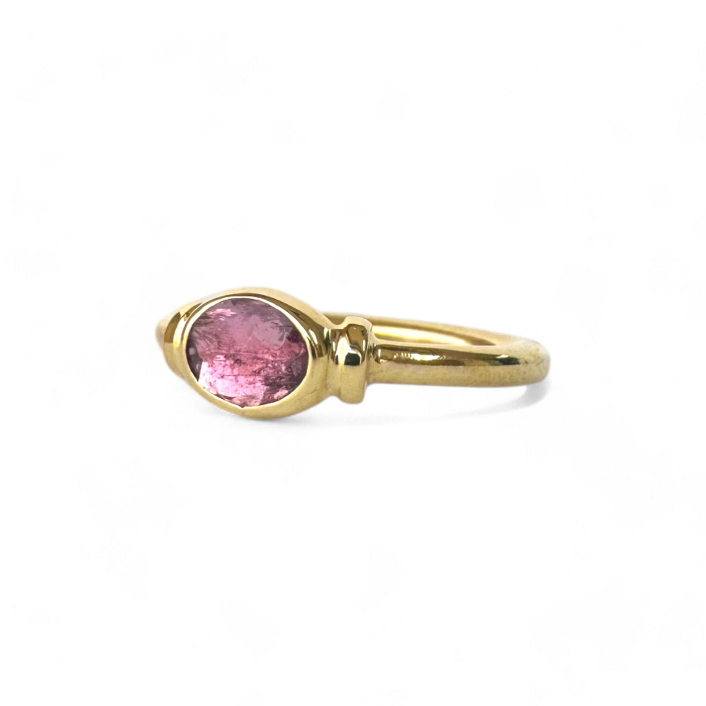 Anillo Solitario Turmalina Oval en bisel - Plata enchape oro 22K