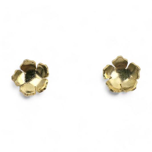 Aros flor mini de plata con baño de oro