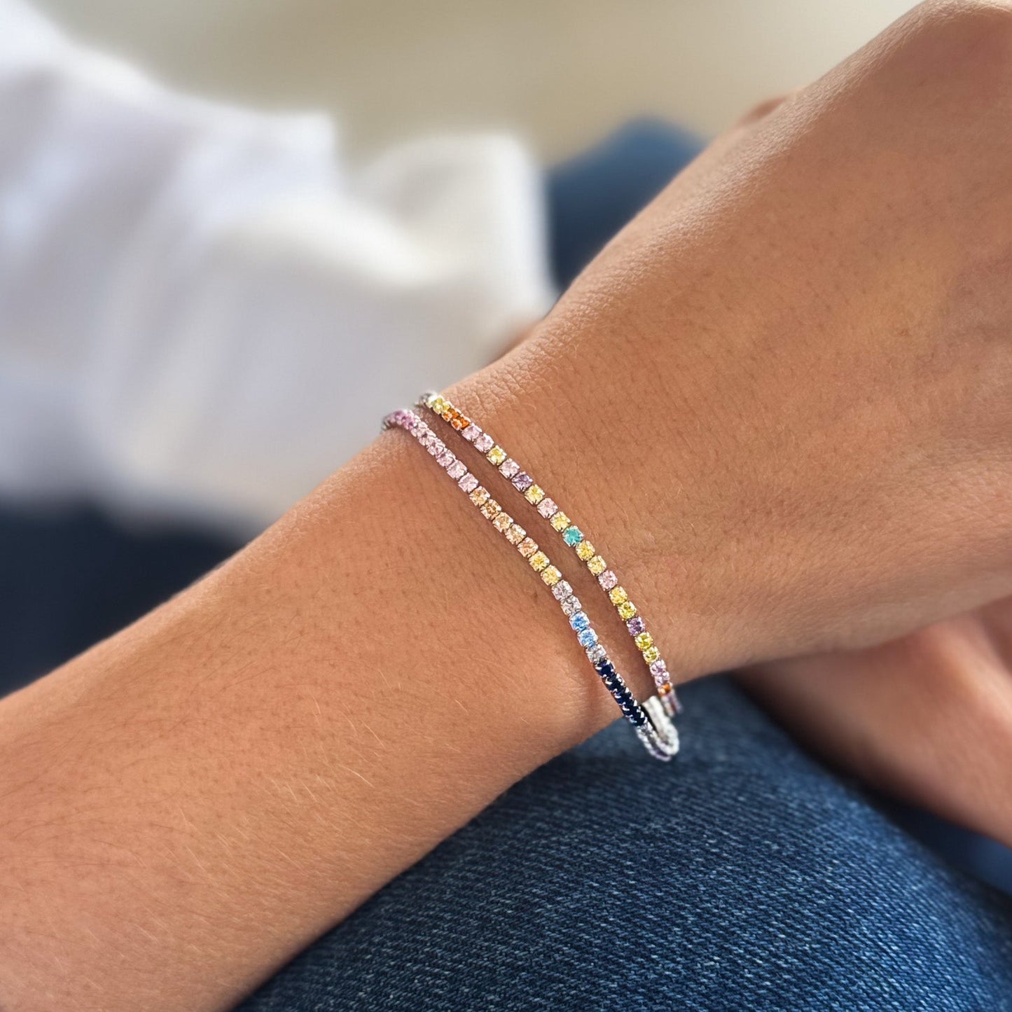 Pulsera tennis circón colores grifa 2 mm