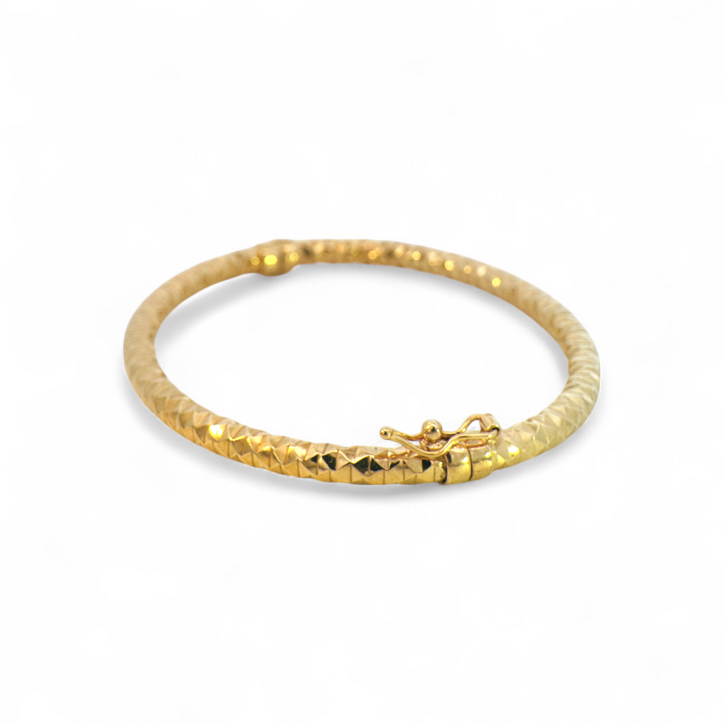 Esclava tubular efecto diamantado Plata 925 bañada oro 14K
