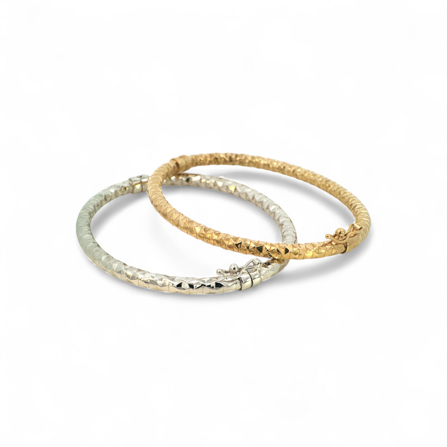 Esclava tubular efecto diamantado Plata 925 bañada oro 14K