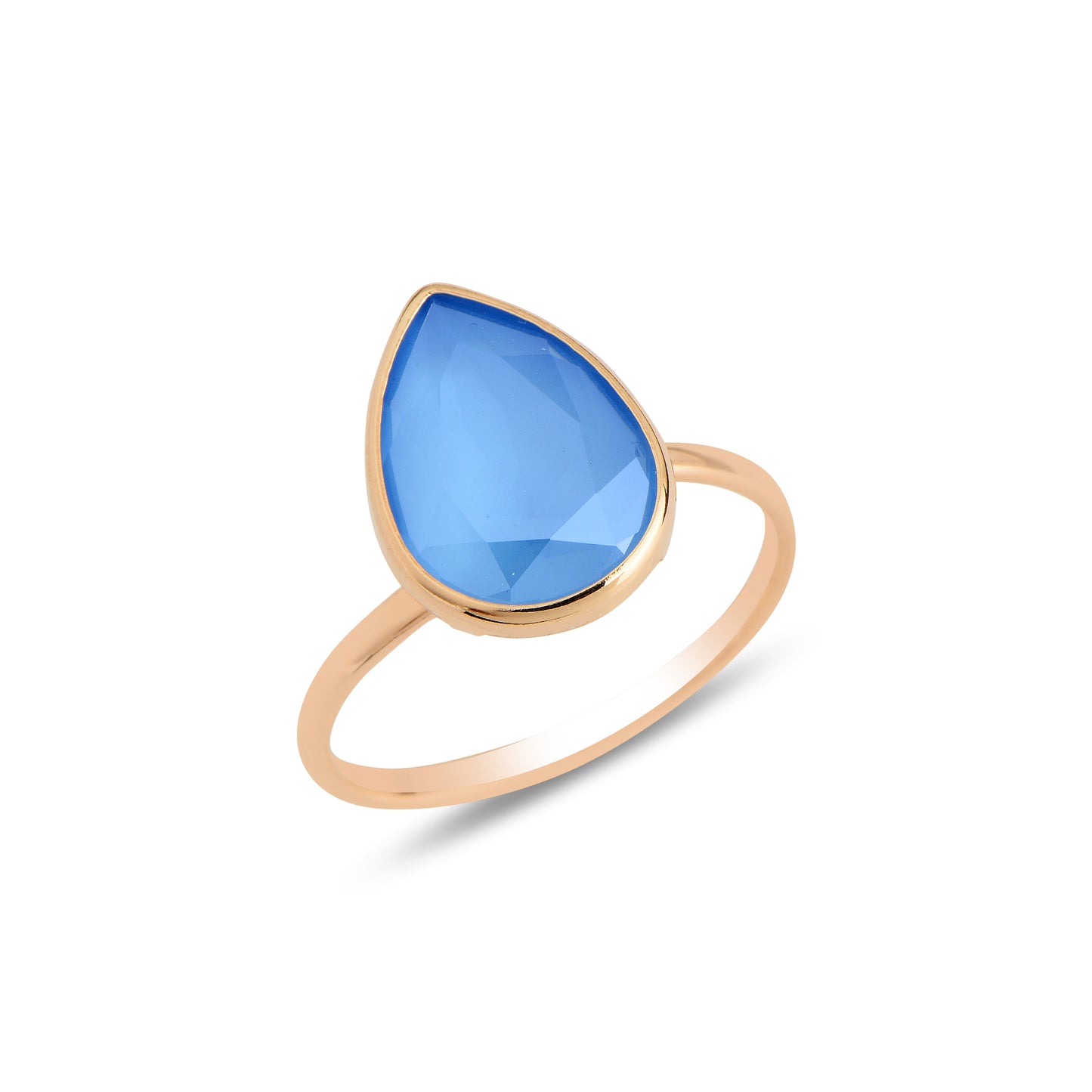 Anillo Solitario Cristal Pera Azul