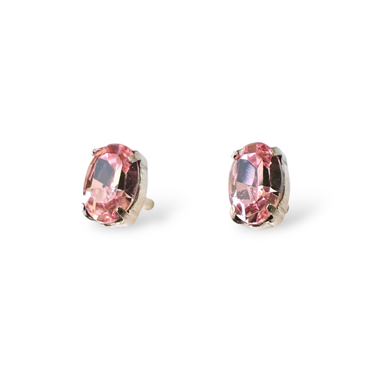 Aros Cristales Swarovski Oval Rosado
