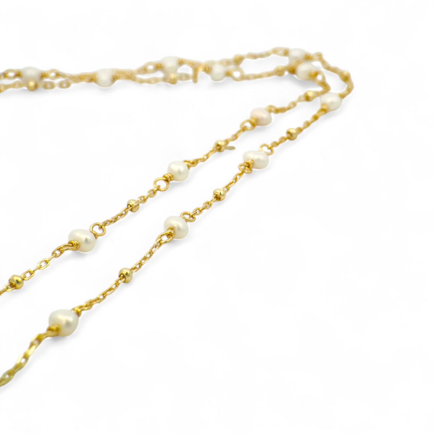 Collar Perlas 3 mm y bolitas doradas