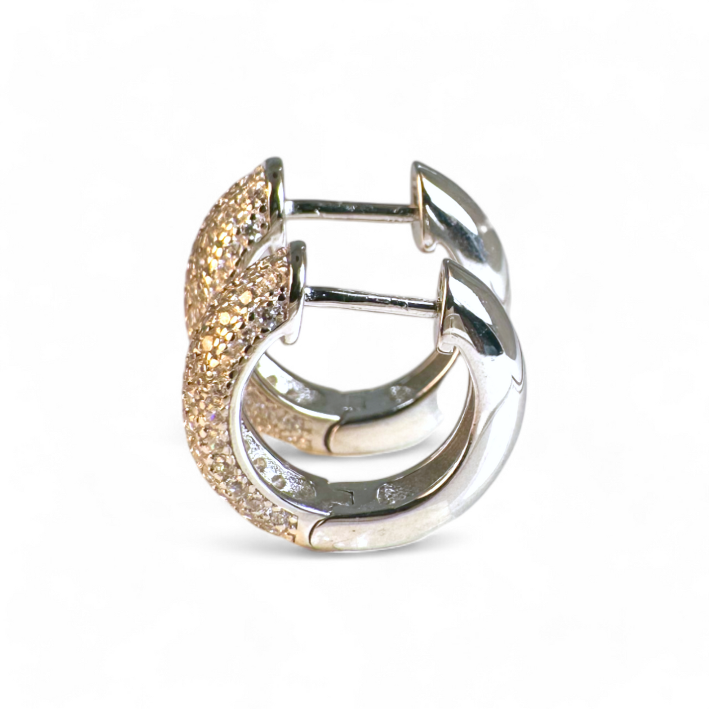 Aros argollas circón en pavé plateados 1,9 cm