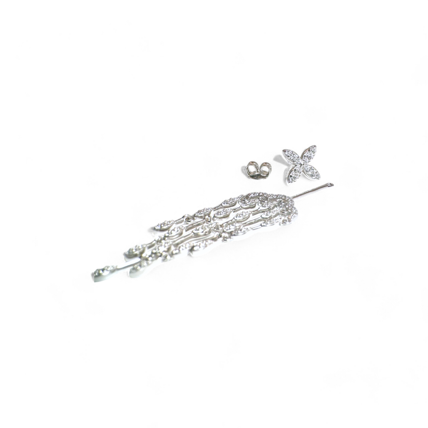 Aros colgantes palitos circones 2 en 1 plata 925