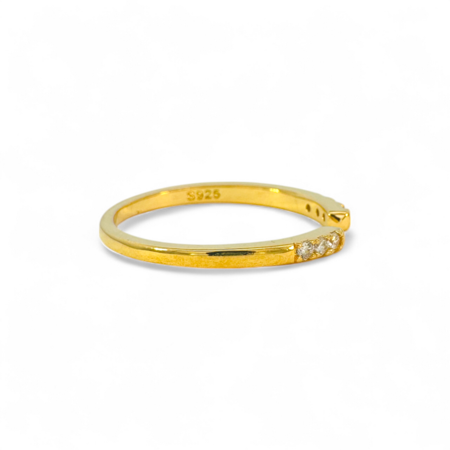 Anillo abierto con circones de plata bañada en oro