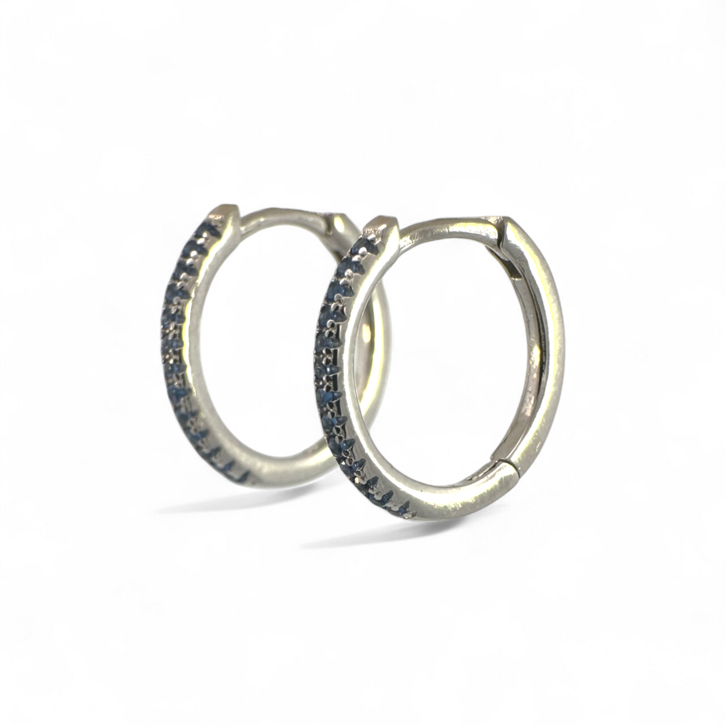Aros argollas de plata 925 con piedras azules en grifa