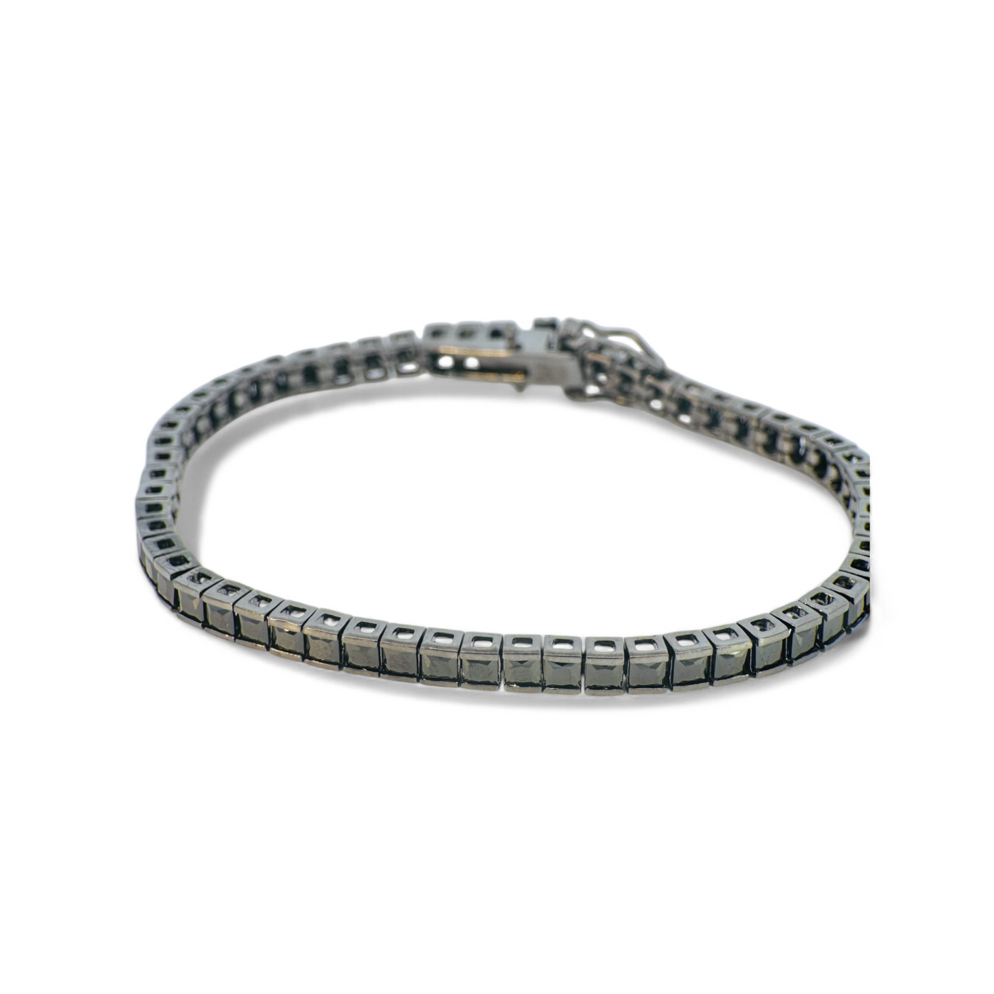 Pulsera Cristal negro cuadrado en bisel 3mm