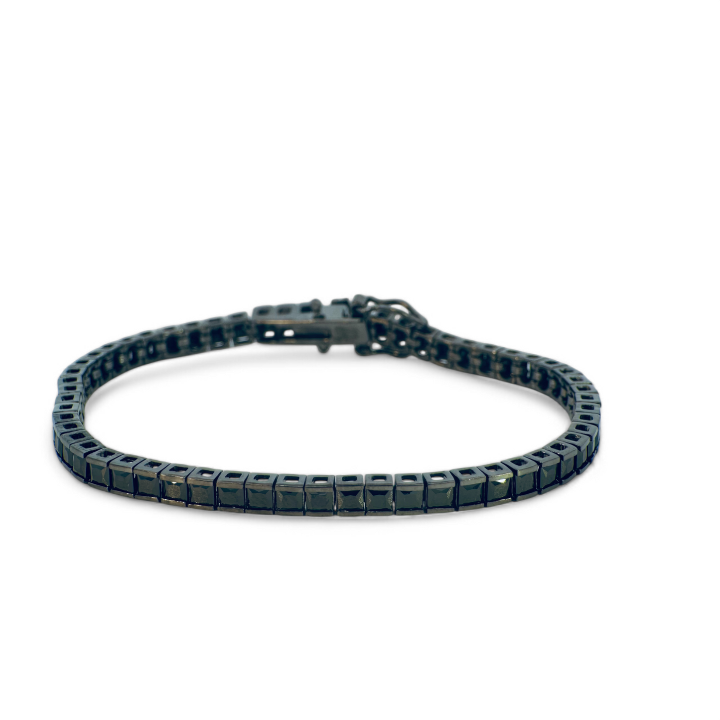 Pulsera Cristal negro cuadrado en bisel 3mm