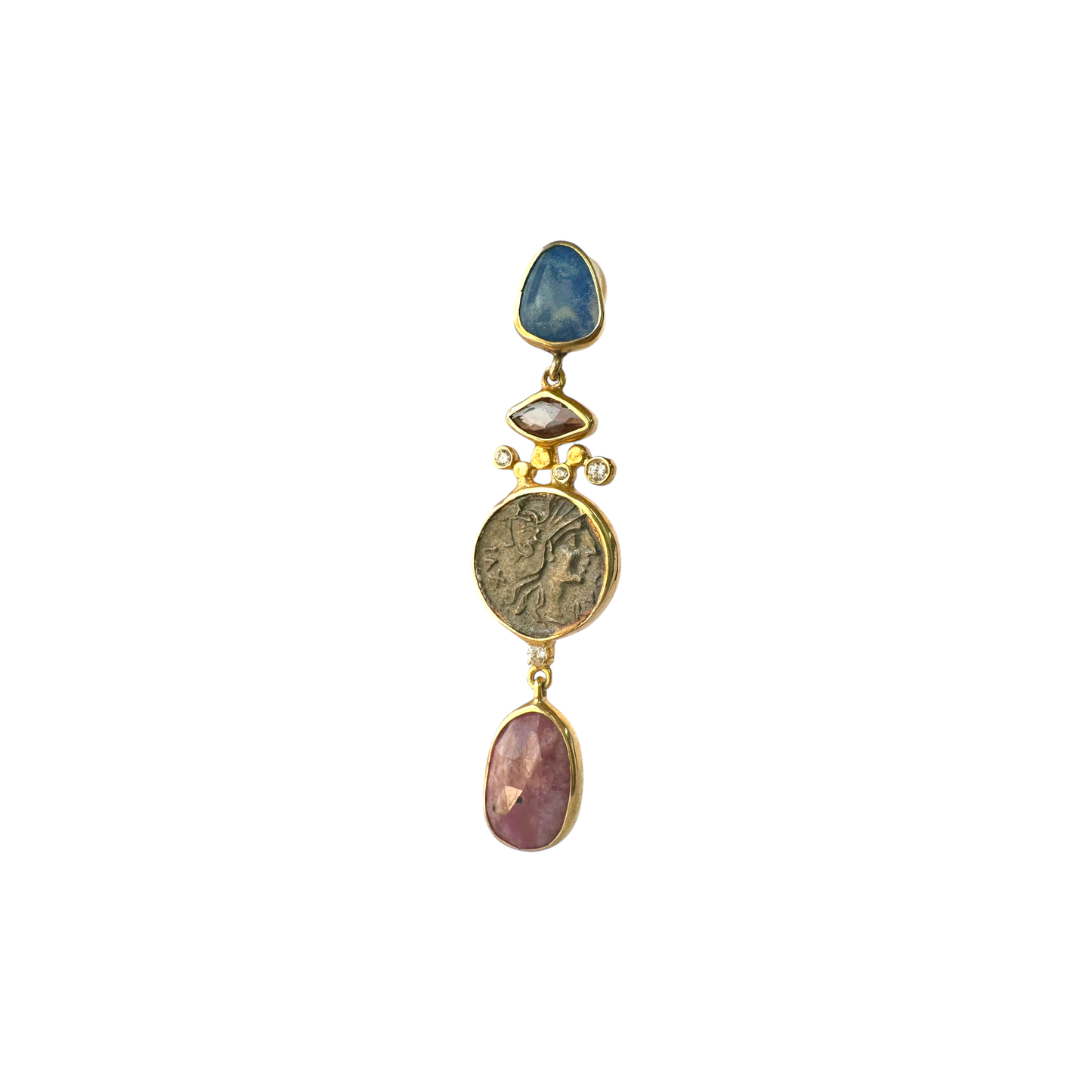 Aros Colgantes con piedras naturales en plata enchape oro 22K