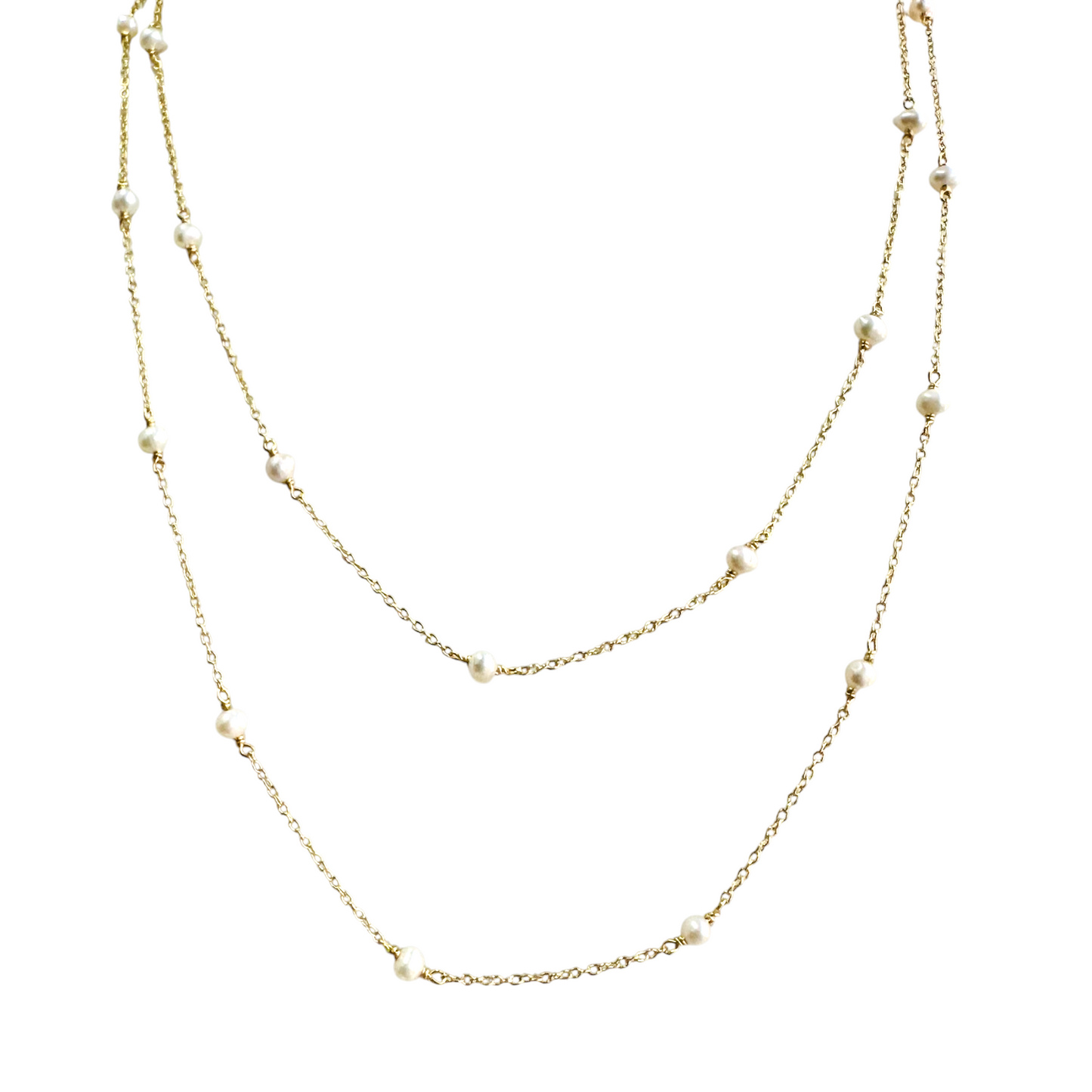 Collar de perlas en cadena de plata 925 bañada en oro