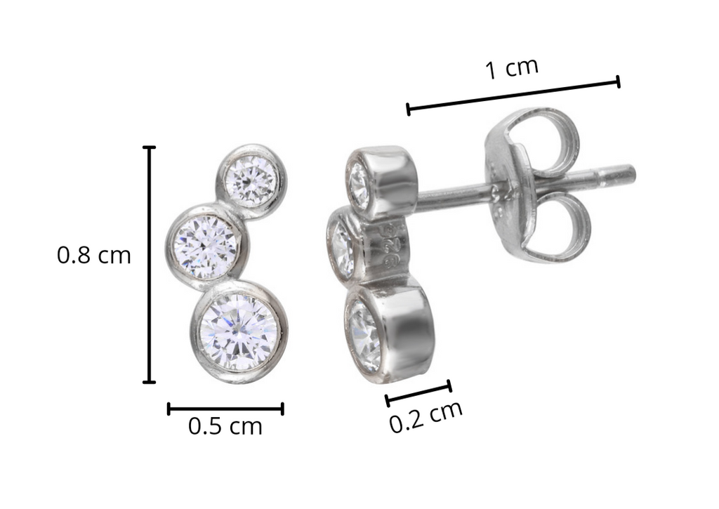 Aros Trio Circón Bisel Stud Dorados