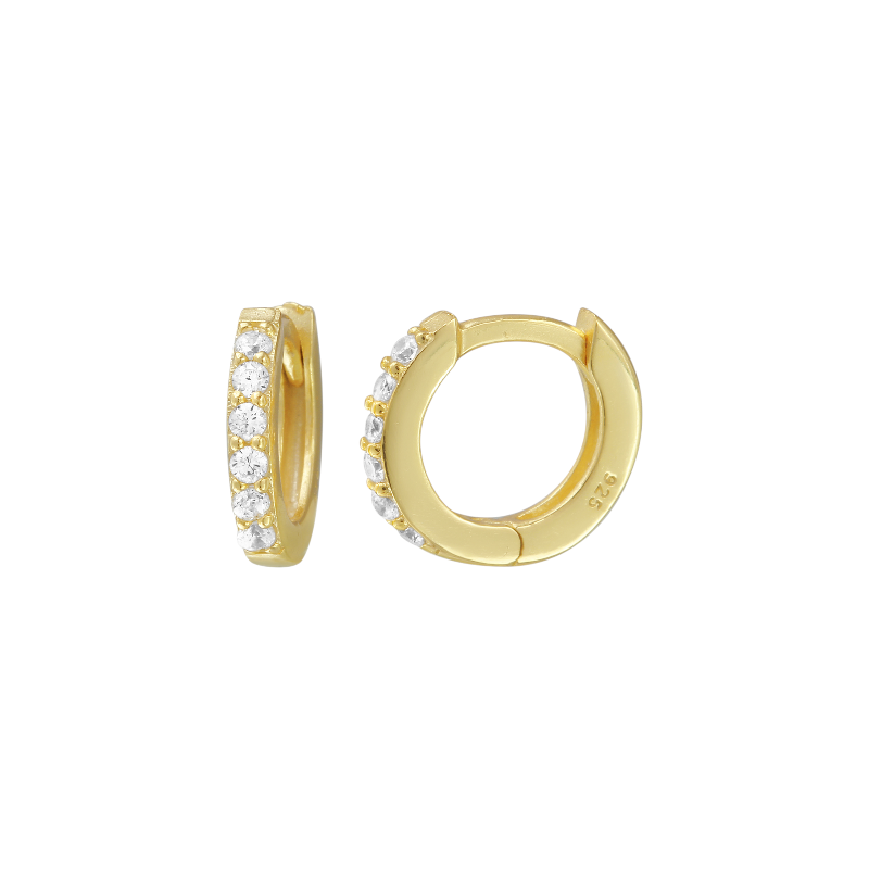 Aros argollas mini con circones plata bañada en oro