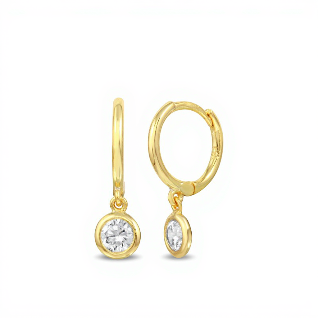 Aros argollas 12 mm circón colgante en bisel