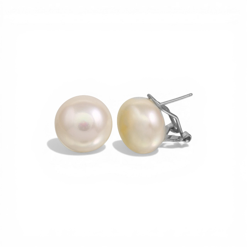 Aros perlas 11-12 mm cierre omega plata 925