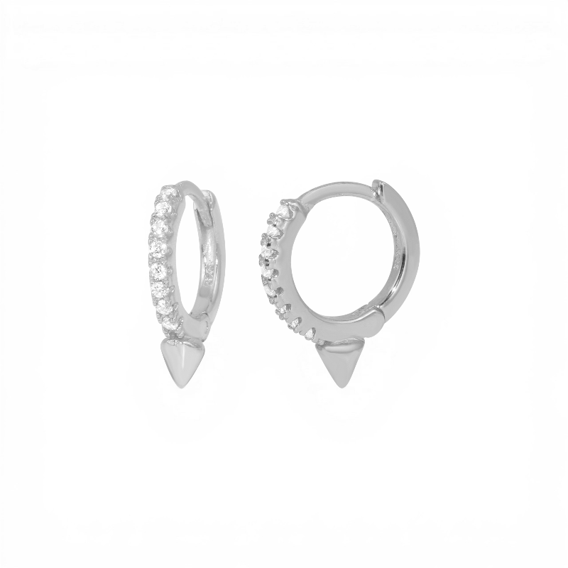 Aros argollas circones y punta plateados 11 mm