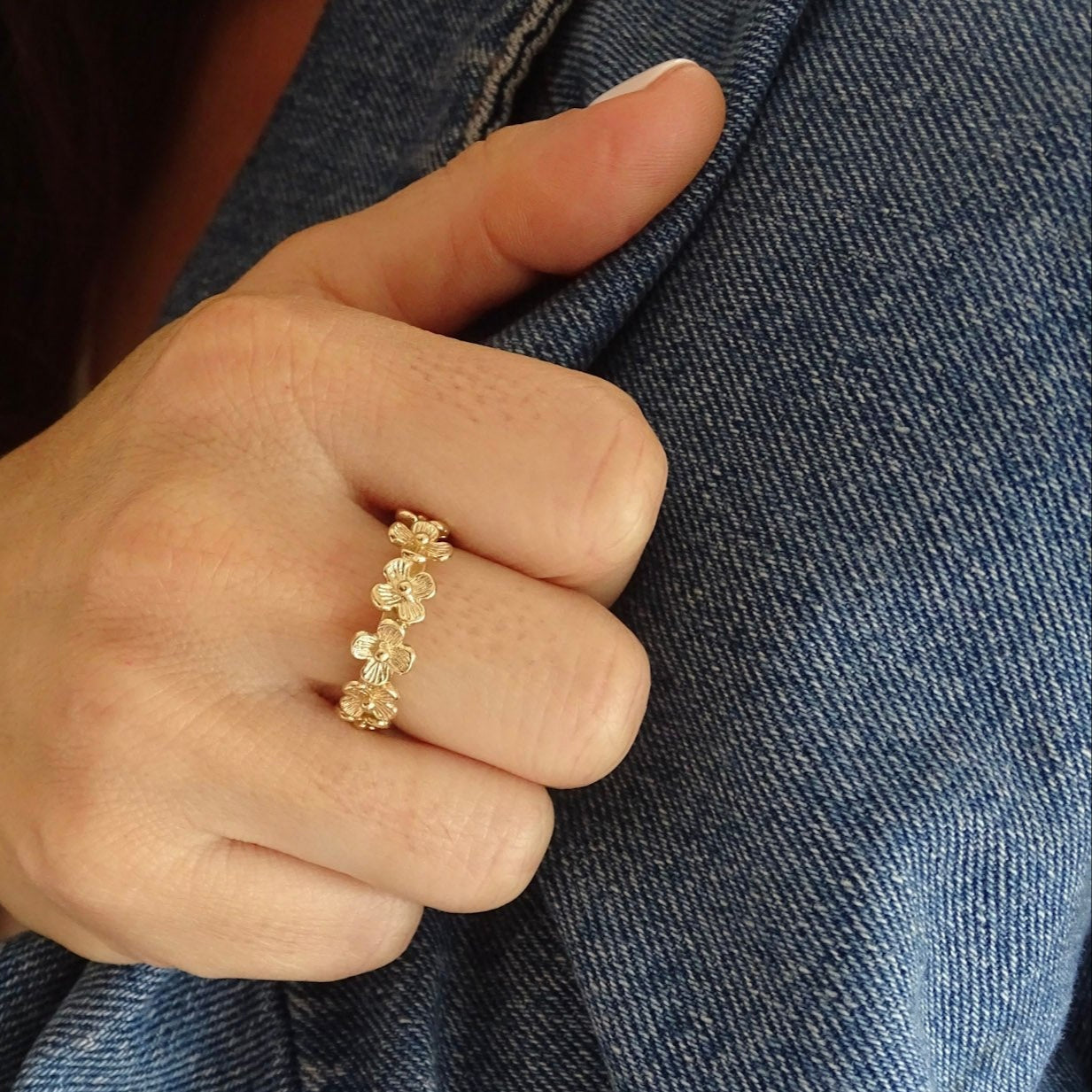 Anillo Argolla flores