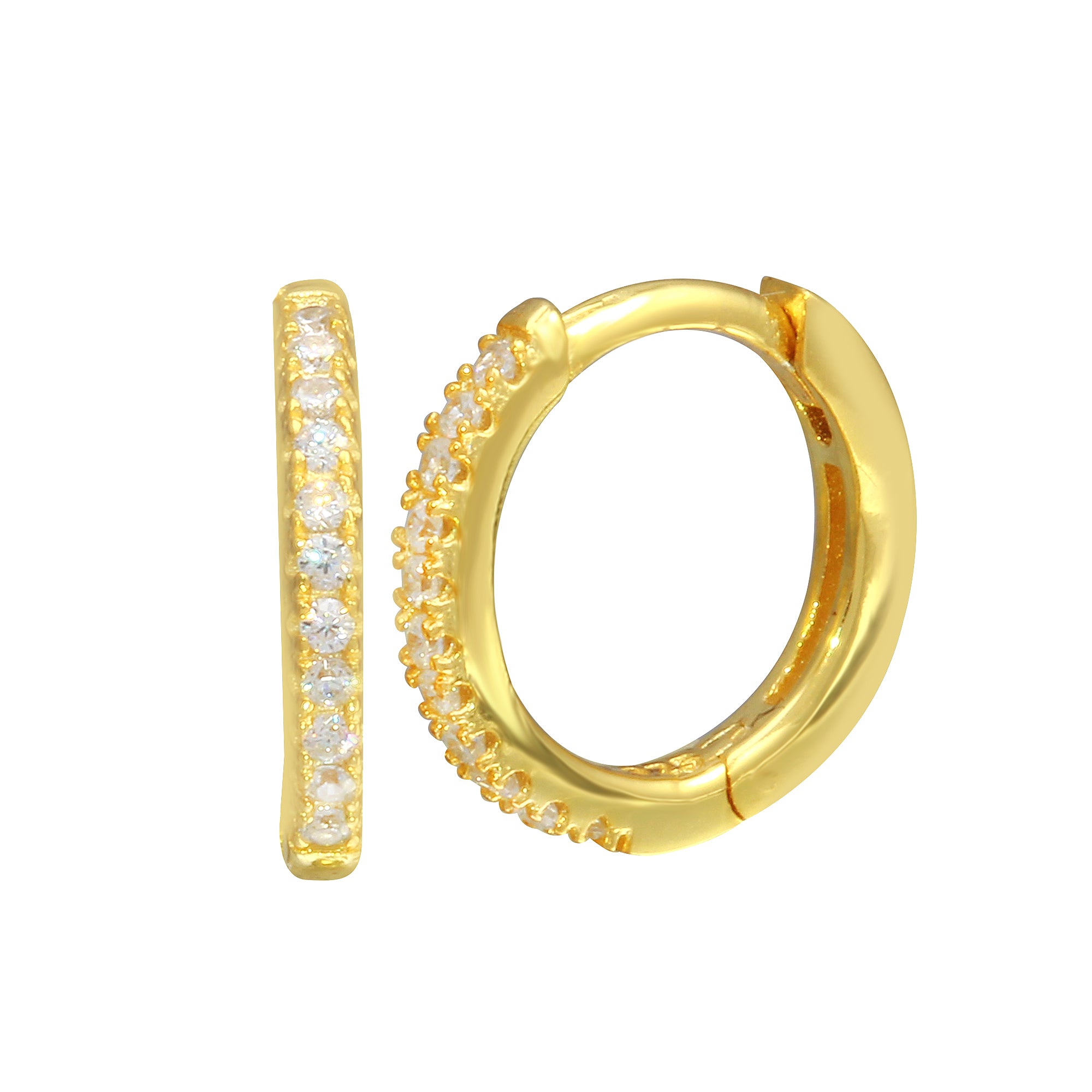 Aros argollas circón en grifa de Plata 925 bañada oro