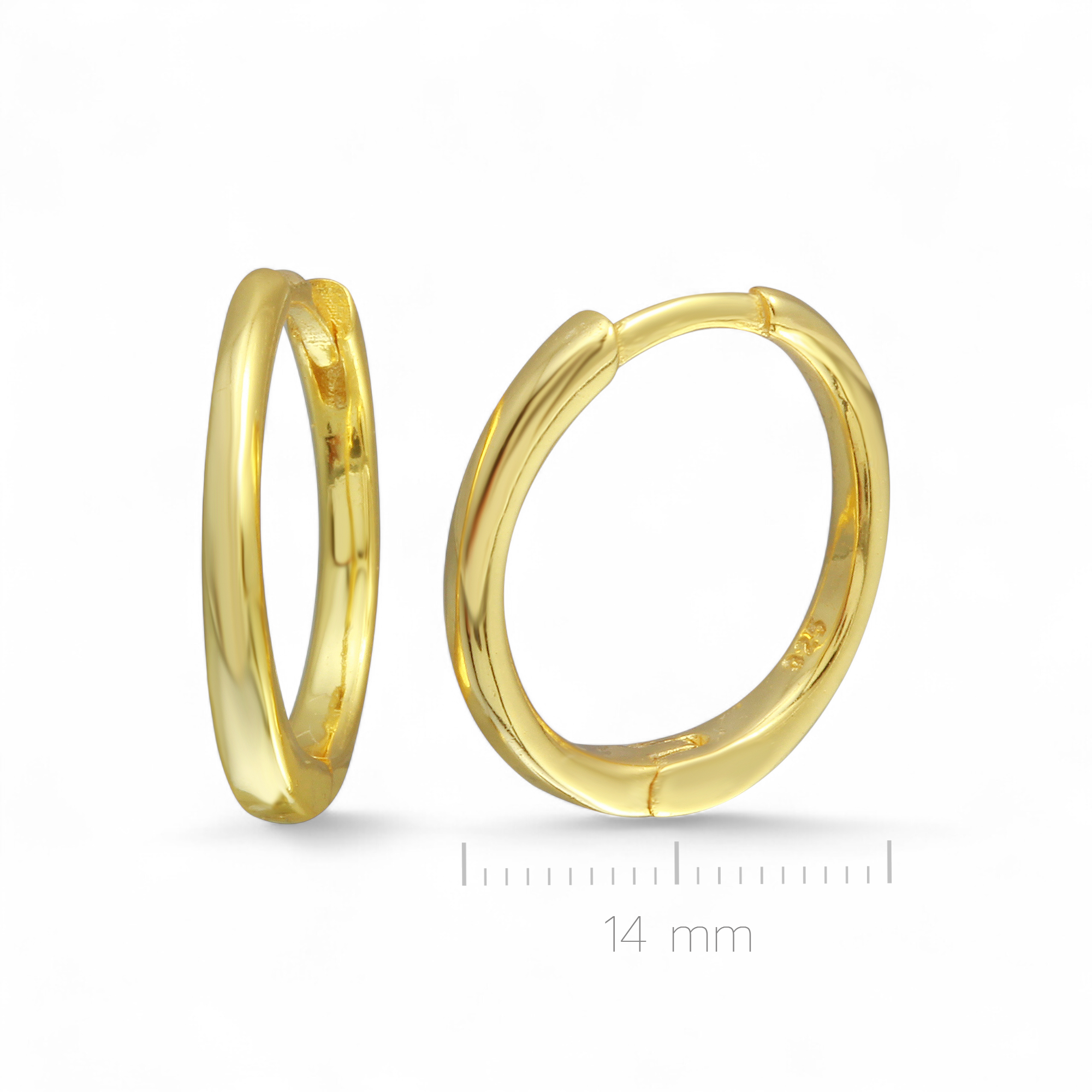 Aros Argolla plata bañadas en oro 14 mm