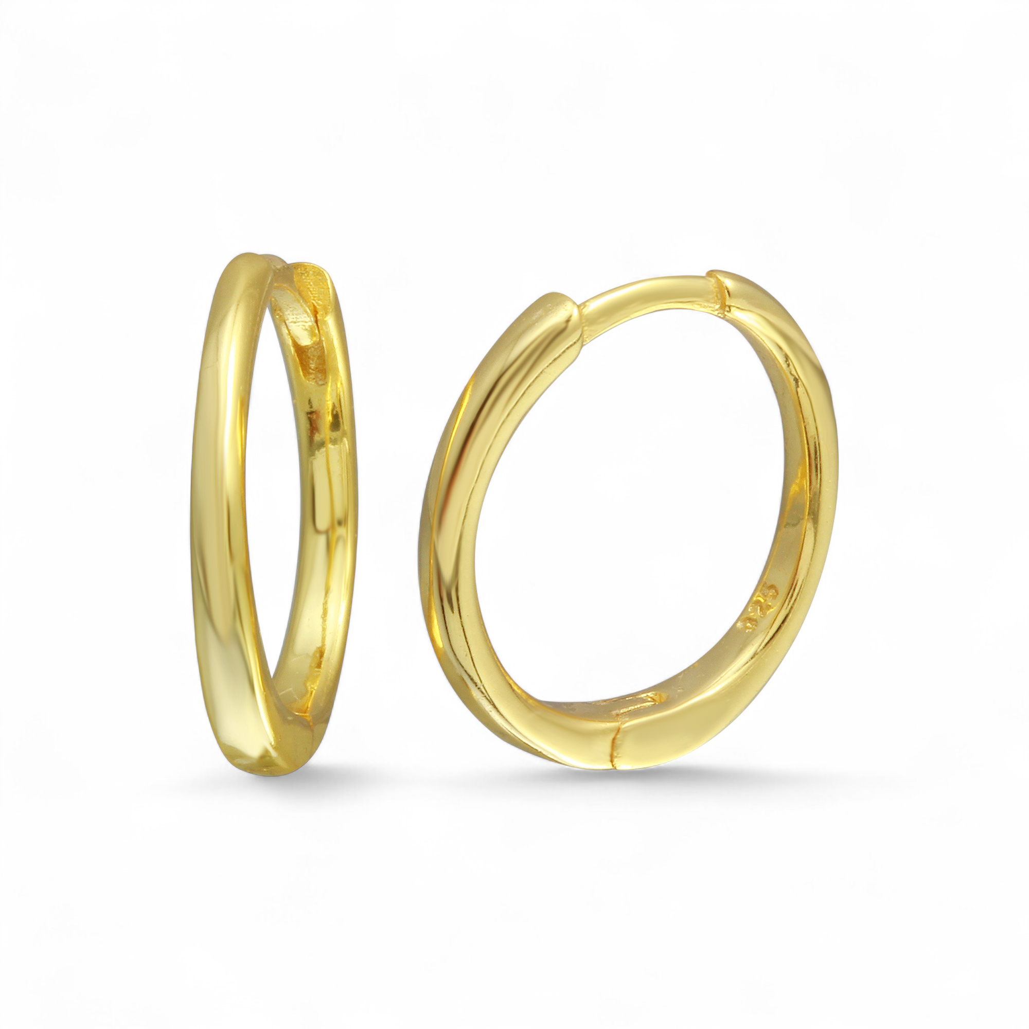 Aros Argolla plata bañadas en oro 14 mm