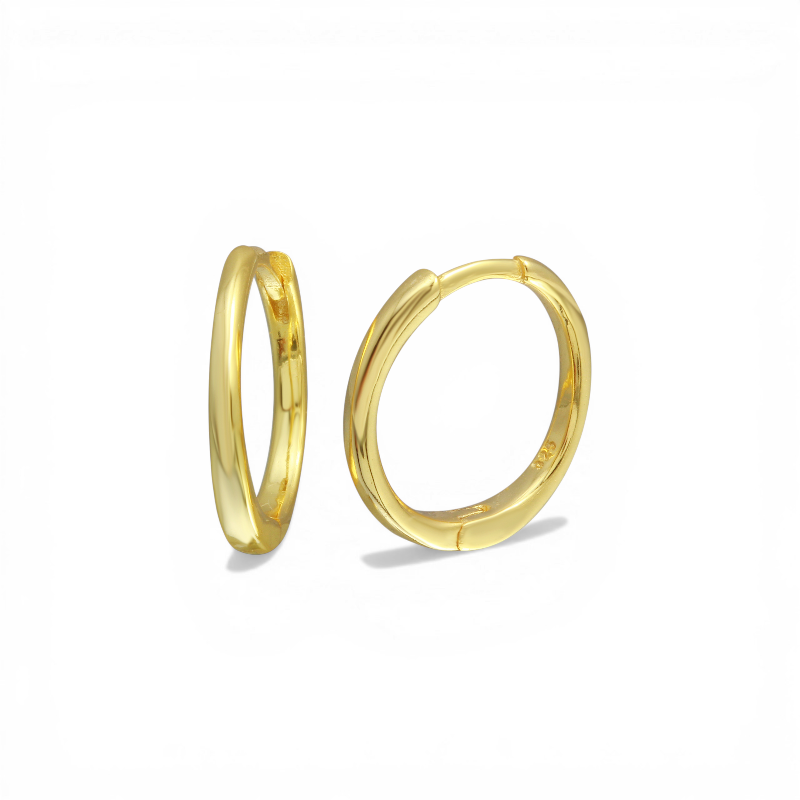 Aros Argolla plata bañadas en oro 14 mm