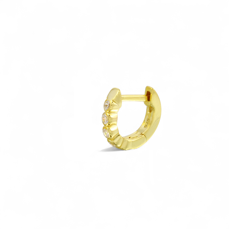 Aro argolla con circones en bisel 2do aro dorado