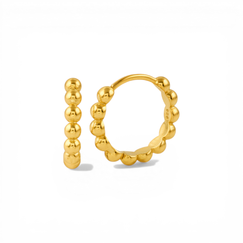 Aros Argollas pelotitas 16 mm doradas