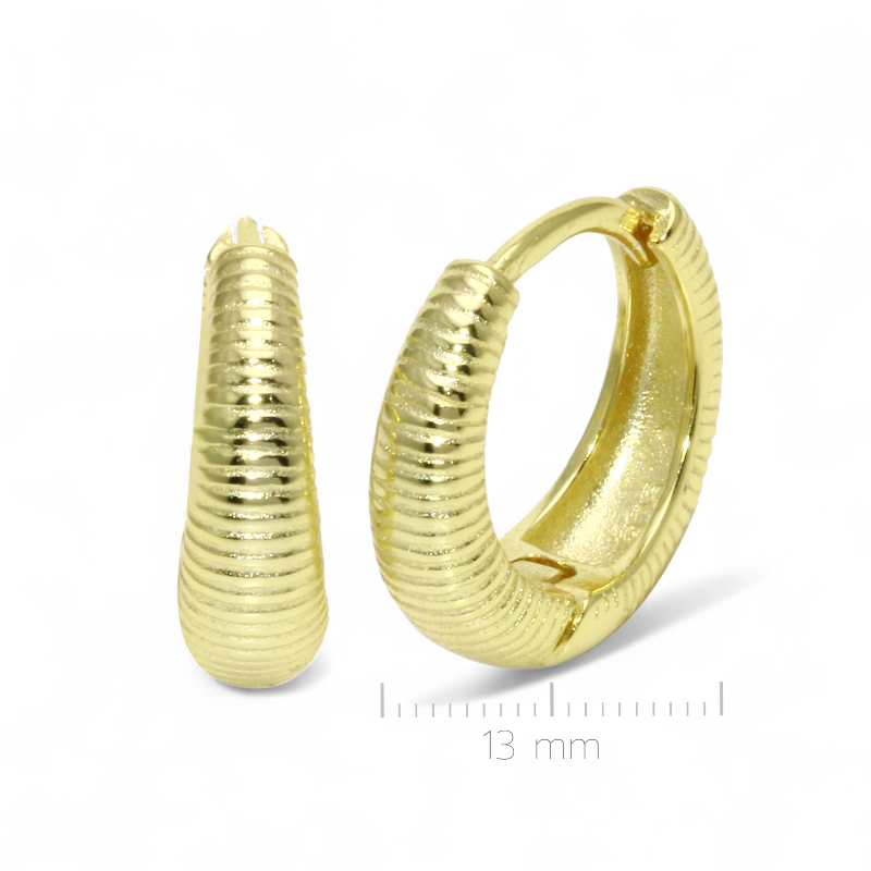 Aros argolla textura achurada 13 mm dorado