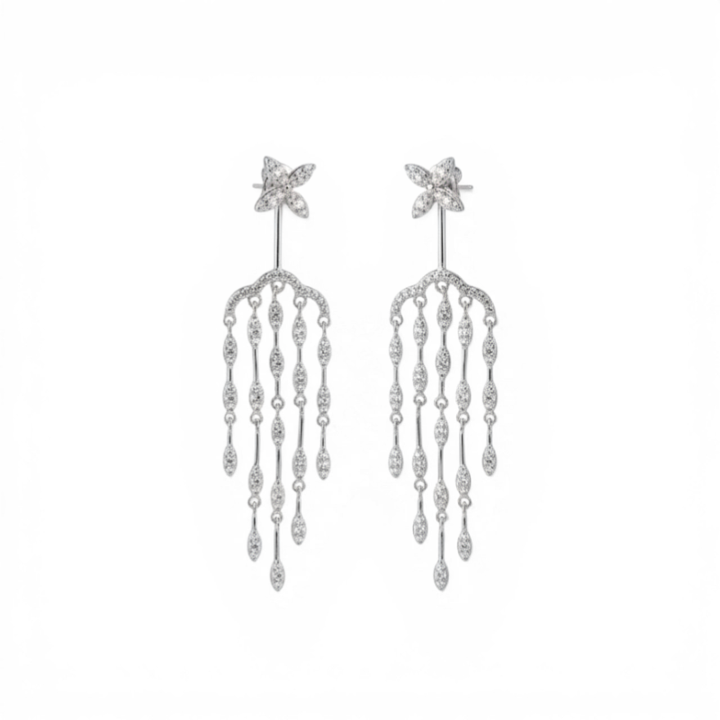 Aros colgantes palitos circones 2 en 1 plata 925