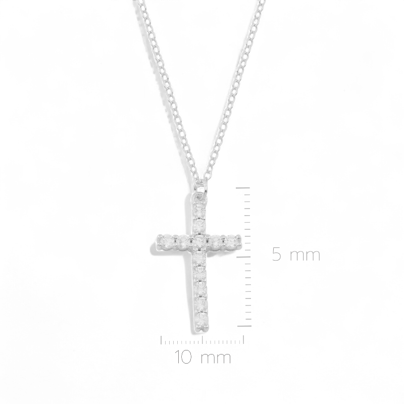 Collar cadena de plata 925 con cruz con circones