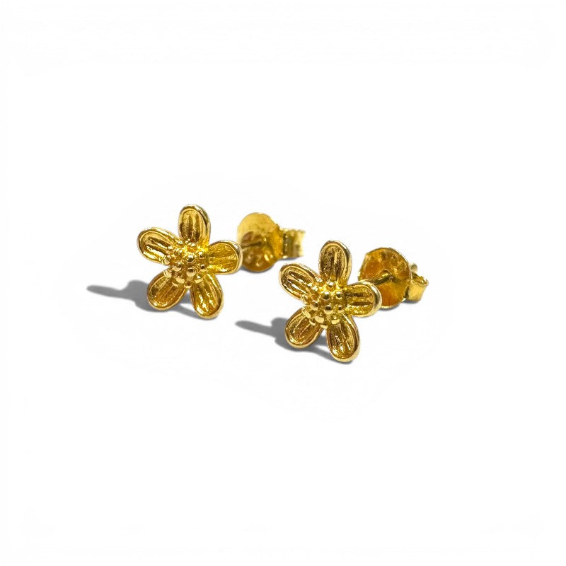 Aros stud flor dorada