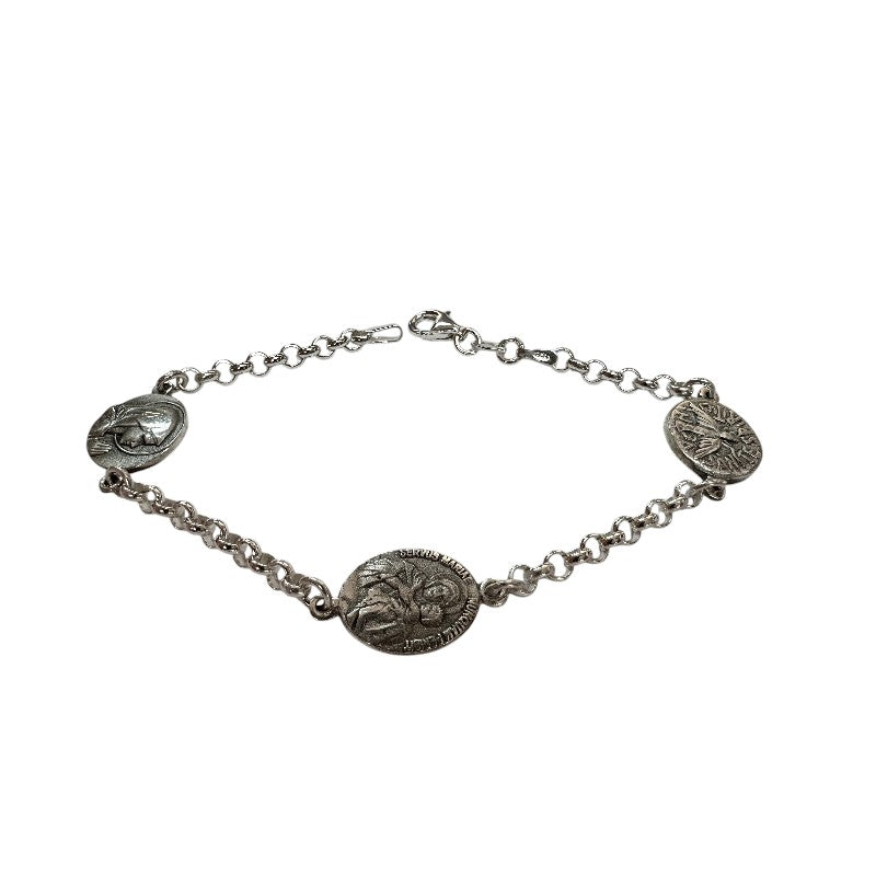 Pulsera Virgen de los Rayos y dos medallas de plata 925