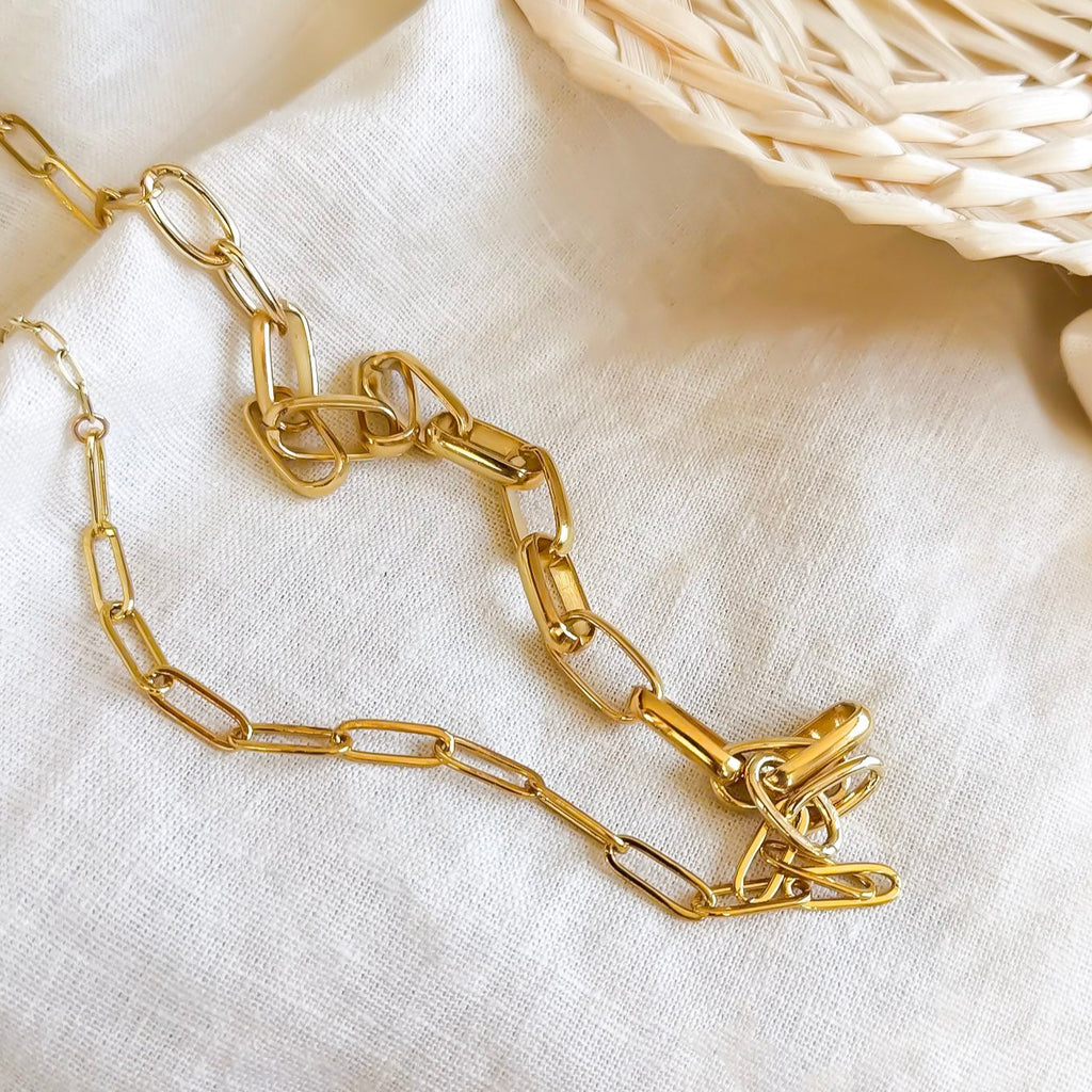 Collar cadena doble de eslabones clip