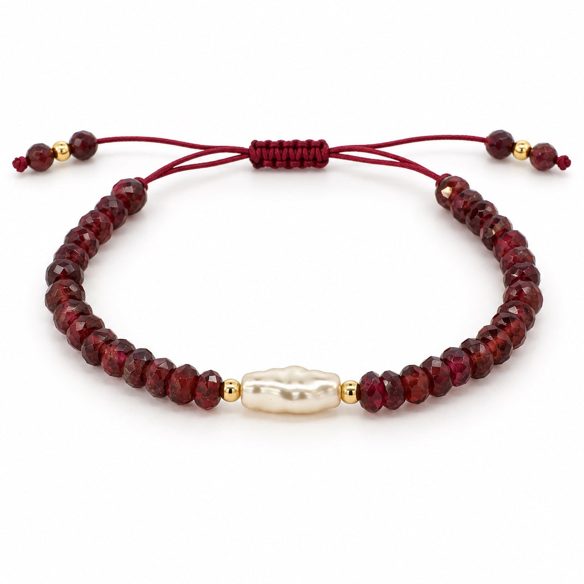 Pulsera hilo con Perla y Granates