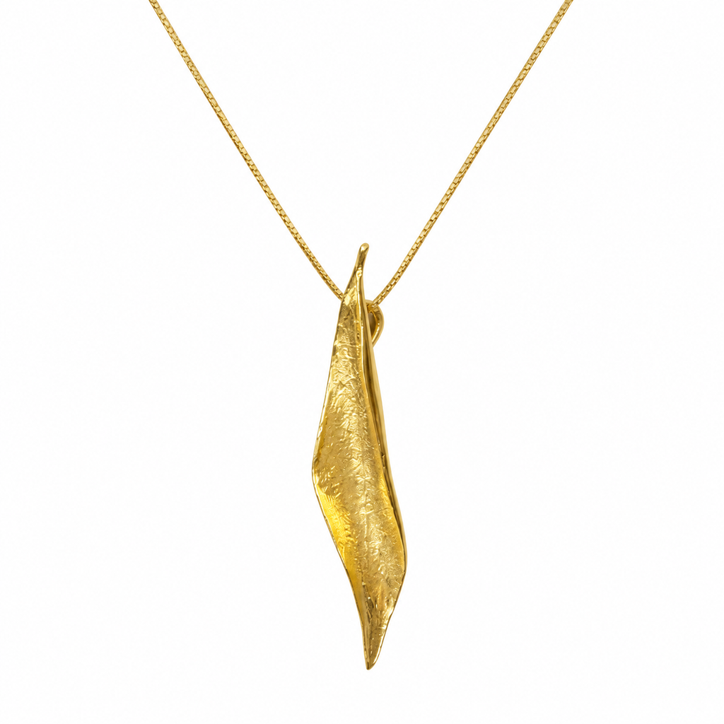 Collar Hoja Otoño y cadenita plata enchapada oro