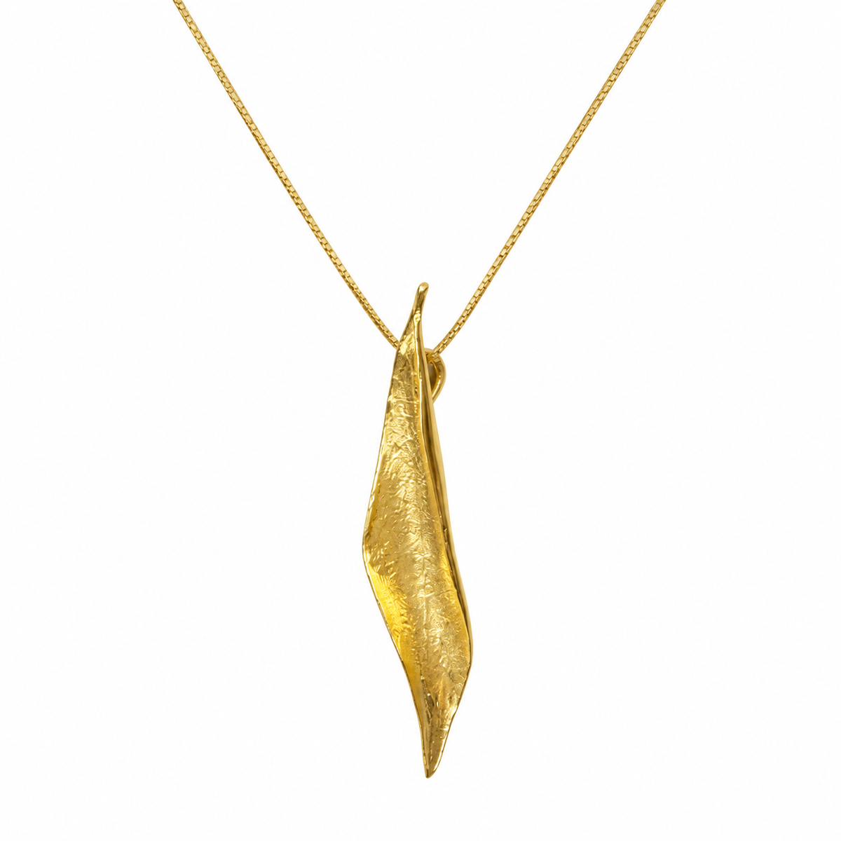 Collar Hoja Otoño y cadenita plata enchapada oro