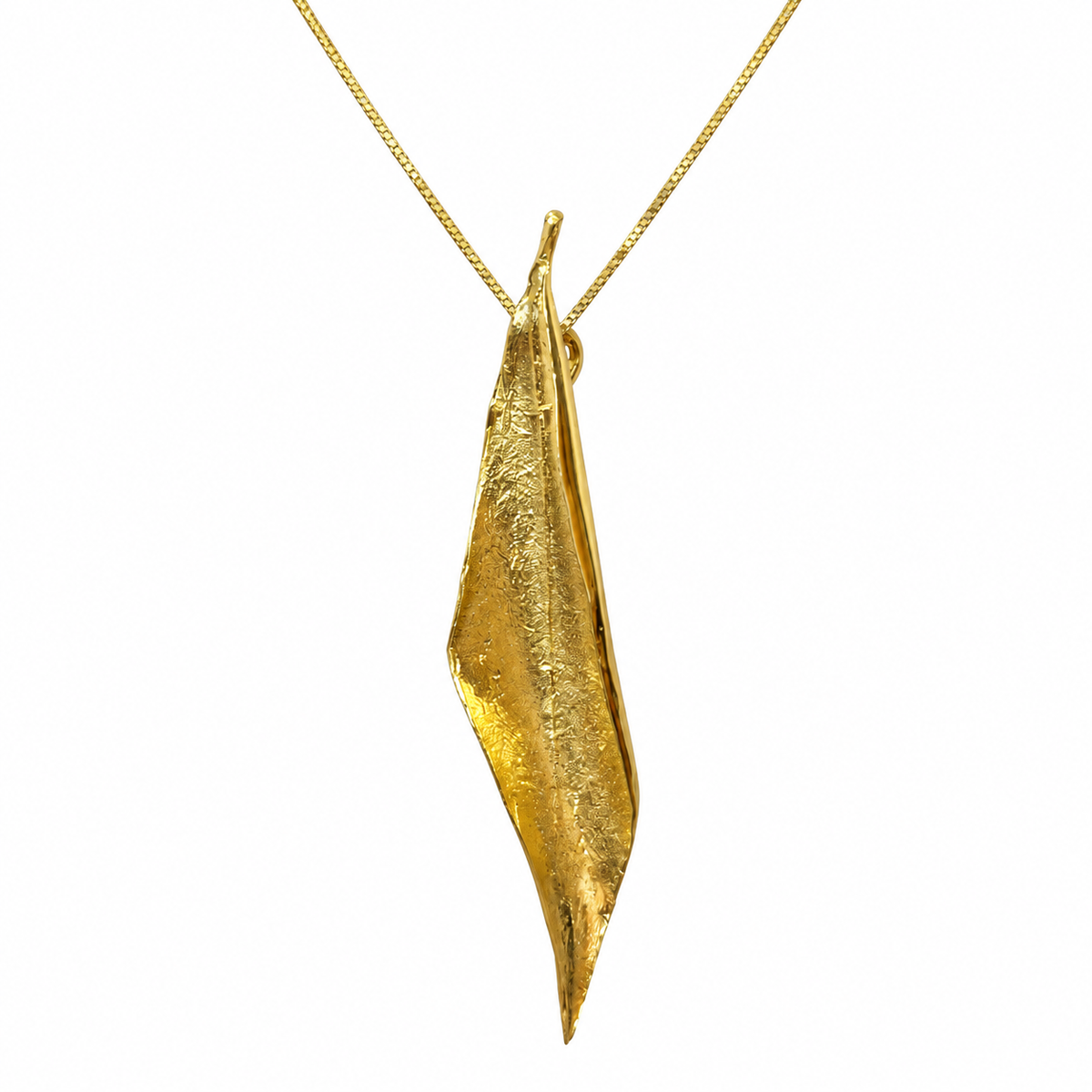 Collar Hoja Otoño y cadenita plata enchapada oro