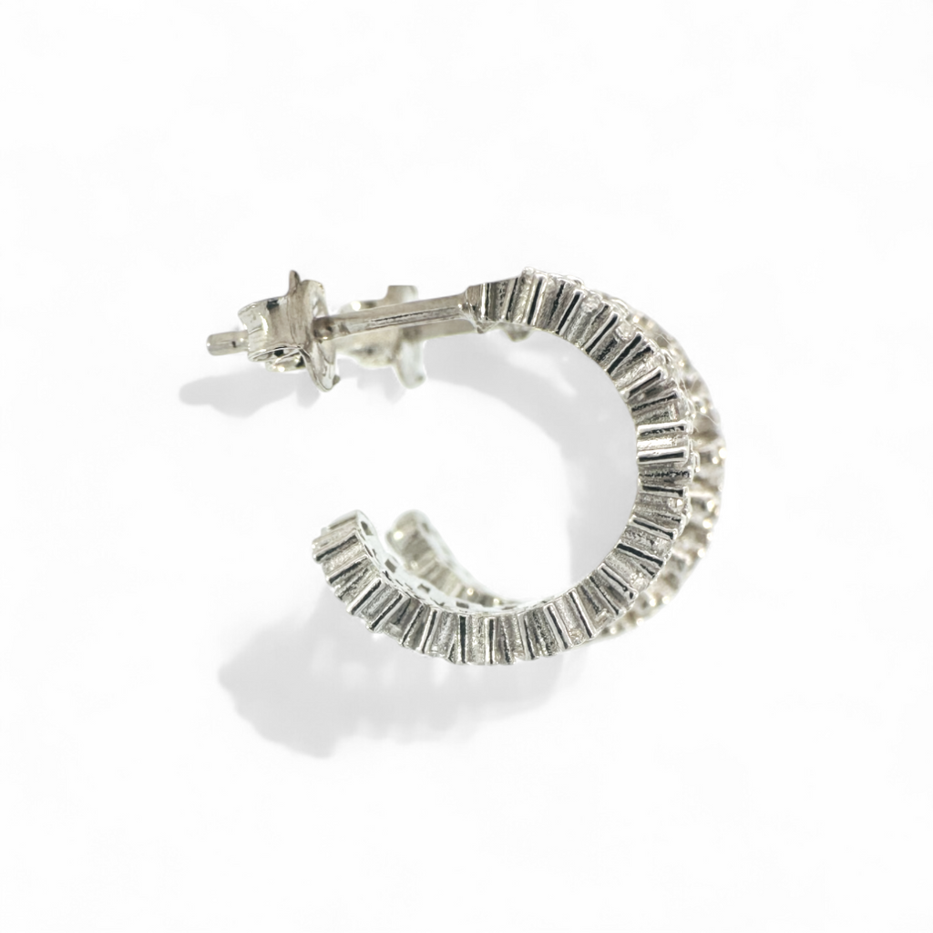 Aros argollas circón baguette ancho Plata 925