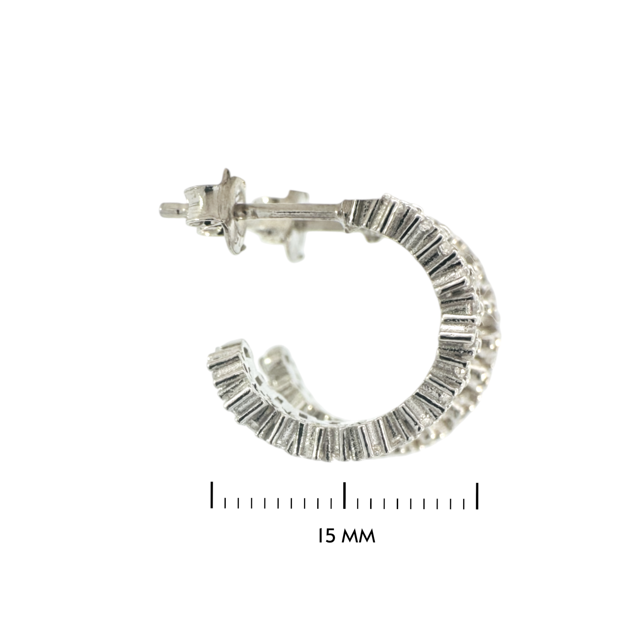 Aros argollas circón baguette ancho Plata 925