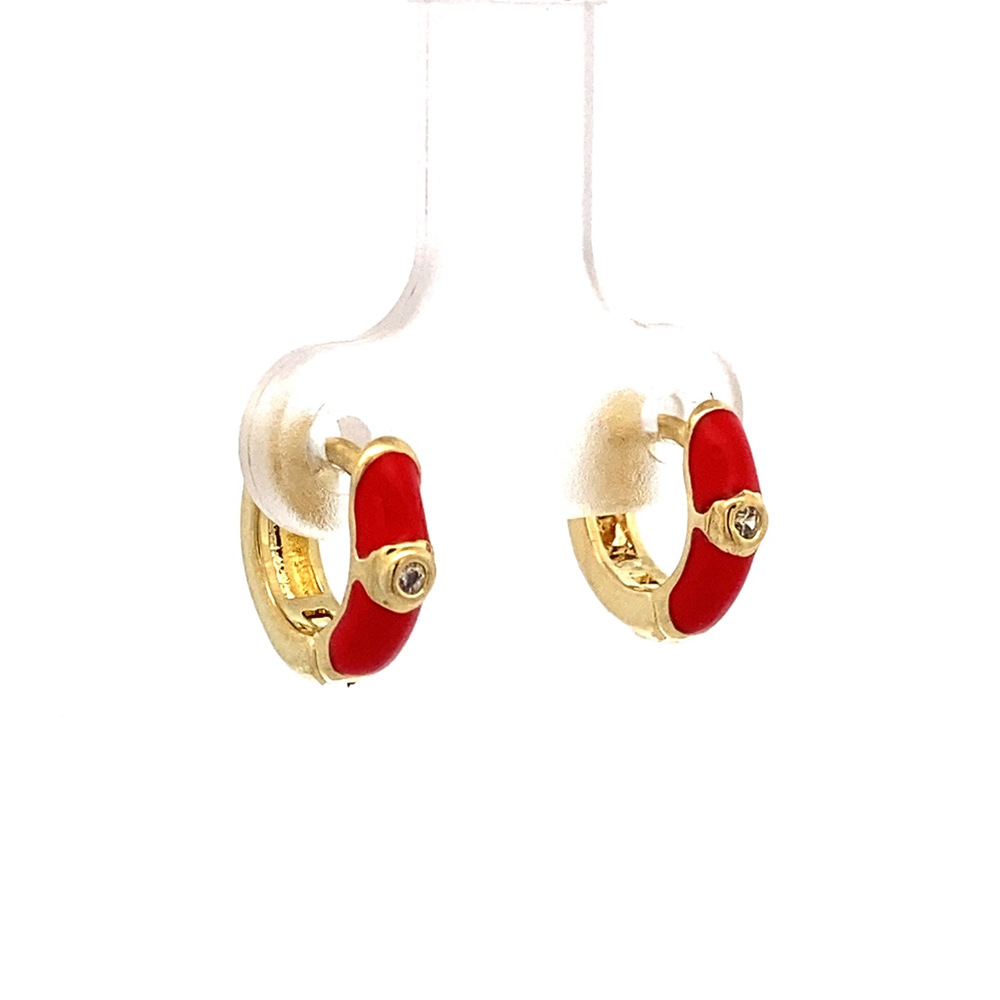 Aros argollas doradas con rojo y circón