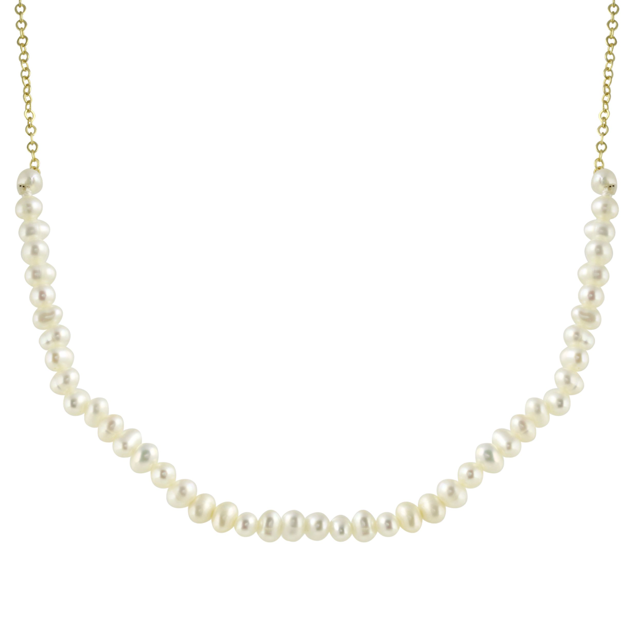 Collar cadena de plata 925 bañada en oro con perlas 3 mm