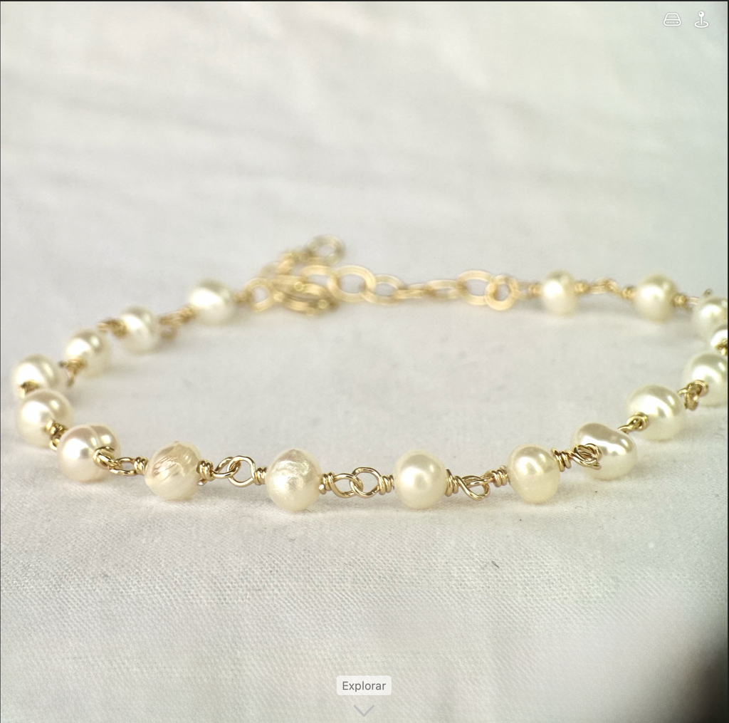 Pulsera perlas 4mm en plata 925 baño oro