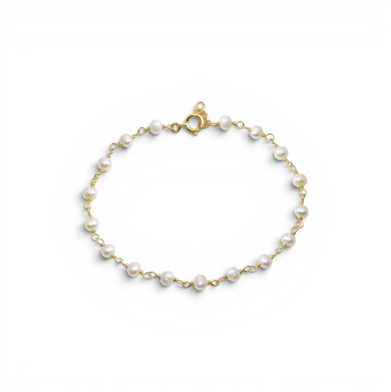Pulsera perlas 4mm en plata 925 baño oro