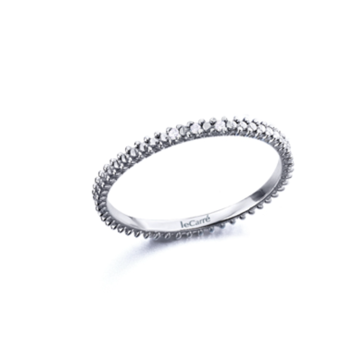 Anillo Cintillo Plata Bañada en rodio con diamantes corte brillante